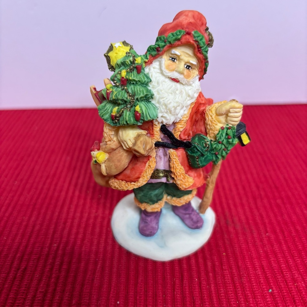 Yule man Vintage Santa Figurine with Christmas Tree. From Denmark. 1995